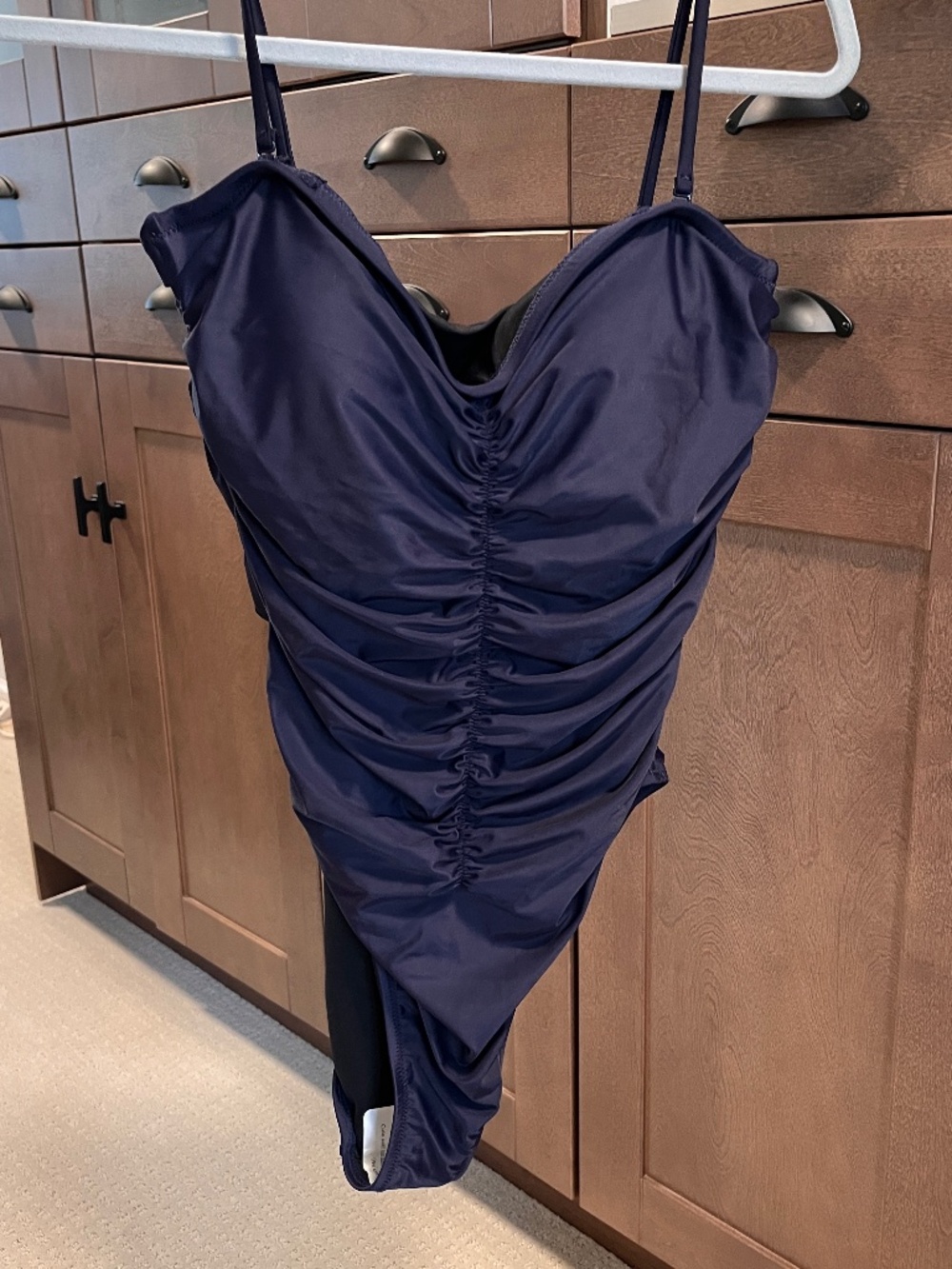 J. Crew New Navy Blue Ruched Sweetheart One-Piece Swimsuit